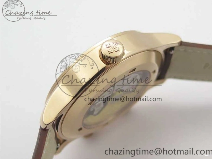 MIROTIME 0406 Calatrava 5524R Pilot Travel Time RG GRF Brown Dial on Brown Leather Strap MIYOTA TopPick 7155